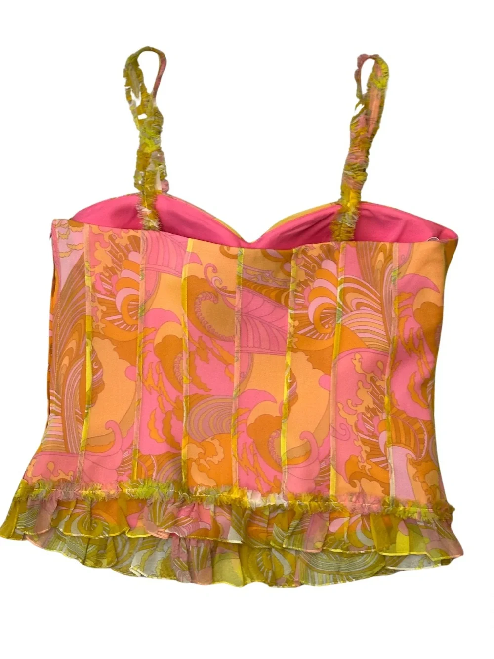 Vintage Liz Elana 100% Silk Ruffle Corset Top - Y2K Fairycore Size 10 - Picture 4 of 13